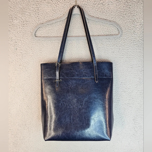 Kattee Womens Beautiful Blue Leather Large Shoulder Bag 14x15.5x5 Classic - Picture 6 of 14